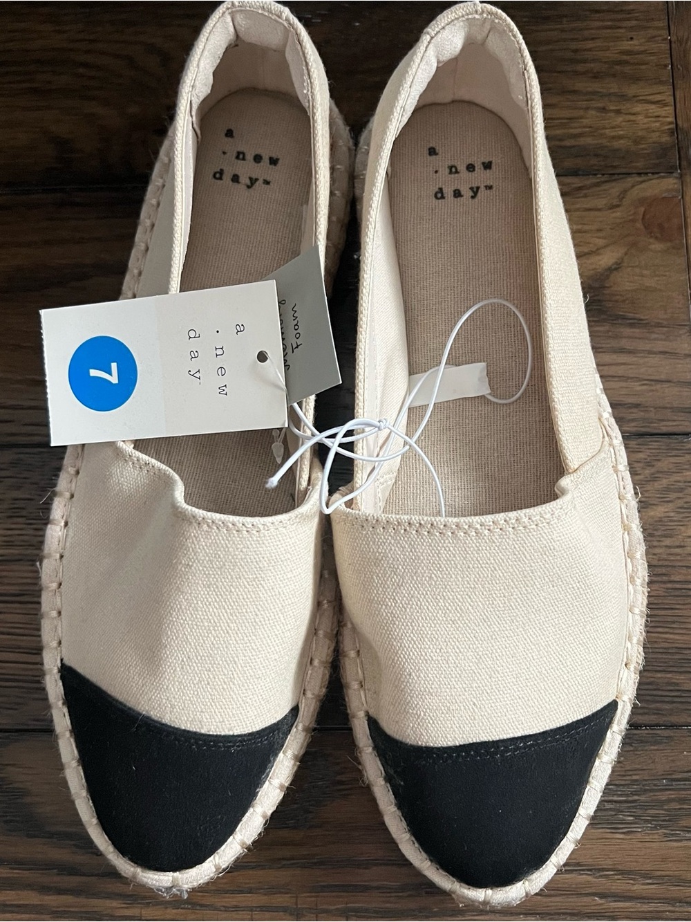 a new day Two-Tone Canvas Espadrille Slip-On - Cream & Black